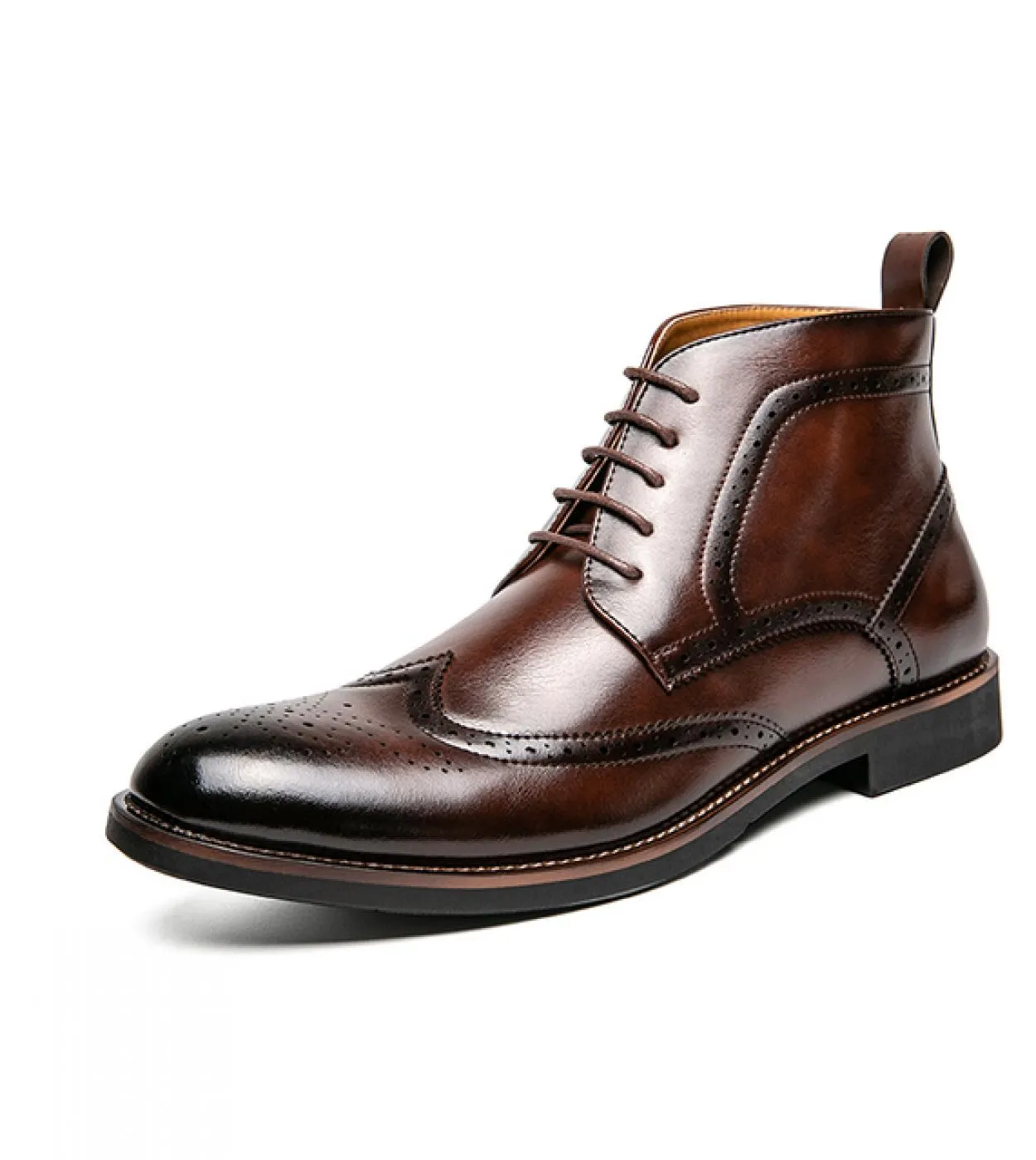 Stivali da uomo di marca italiana Stivali alti neri Chelsea da uomo con lacci Stivali casual da uomo in pelle stile britannico A