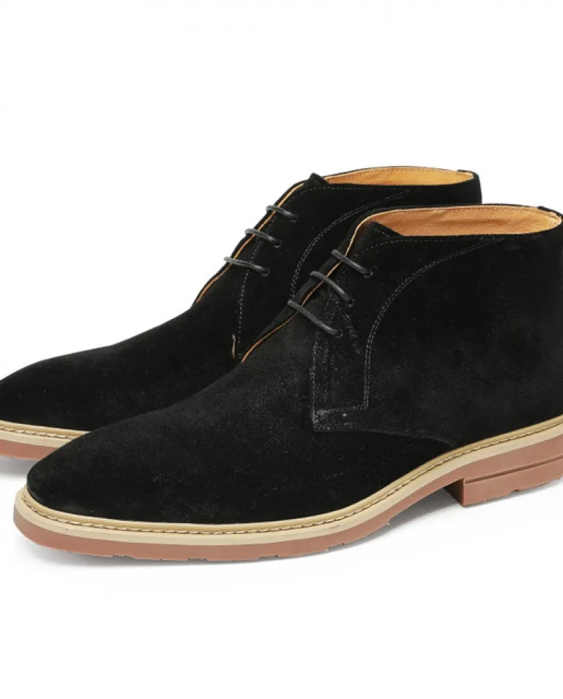 Stivali da uomo di moda invernale di lusso in pelle scamosciata di mucca Chelsea Botas Scarpe da uomo fatte a mano in vera pelle