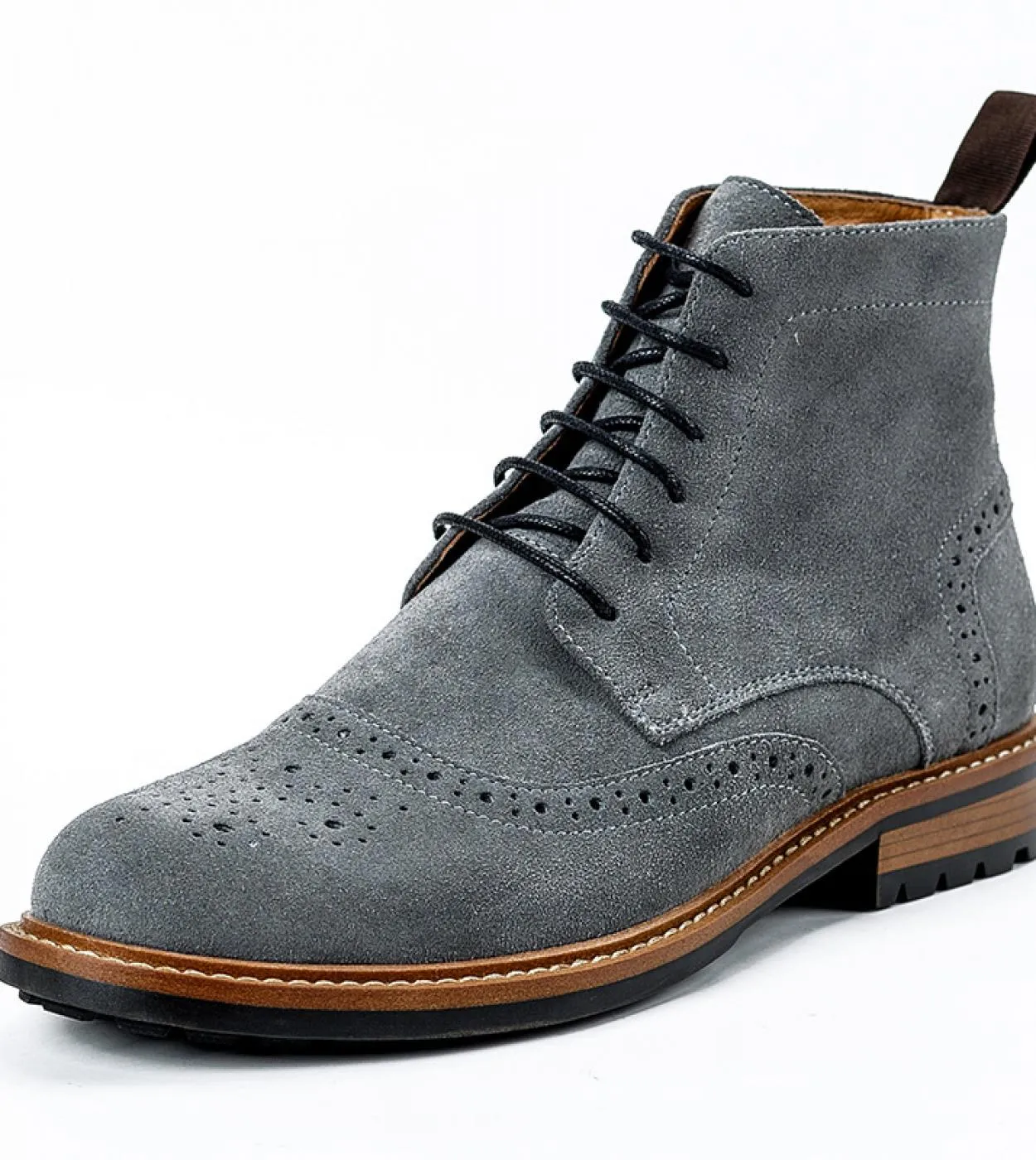 Stivali da uomo in pelle scamosciata di lusso in vera pelle di qualità intagliata alla caviglia con lacci Chelsea Martin Botas F