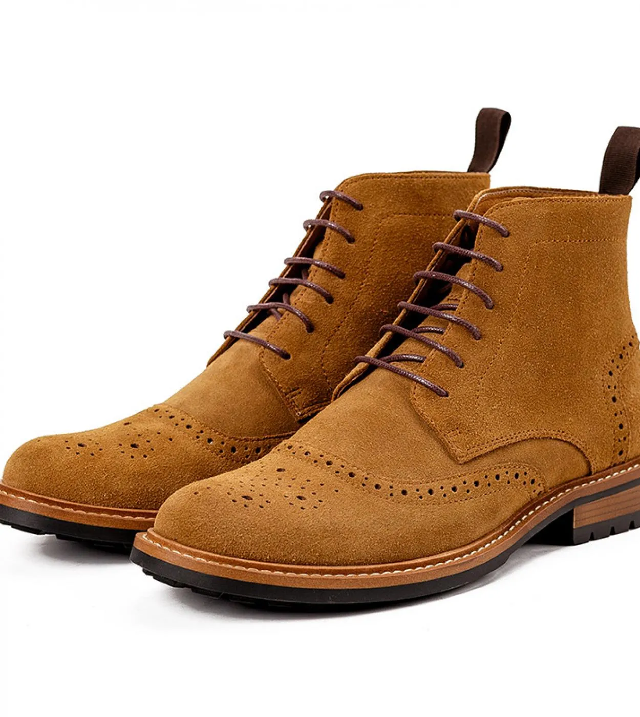 Stivali da uomo in pelle scamosciata di lusso in vera pelle di qualità intagliata alla caviglia con lacci Chelsea Martin Botas F