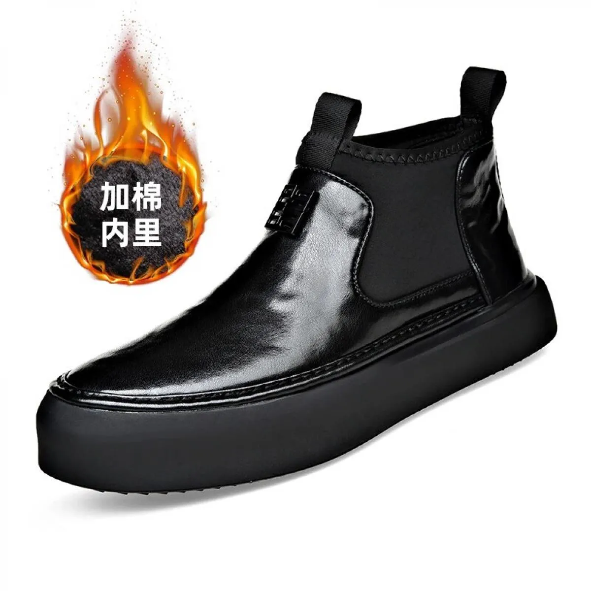 Stivali Martin da uomo in vera pelle con aumento in peluche Scarpe basse da lavoro in morbida pelle con suola morbida Chelsea co