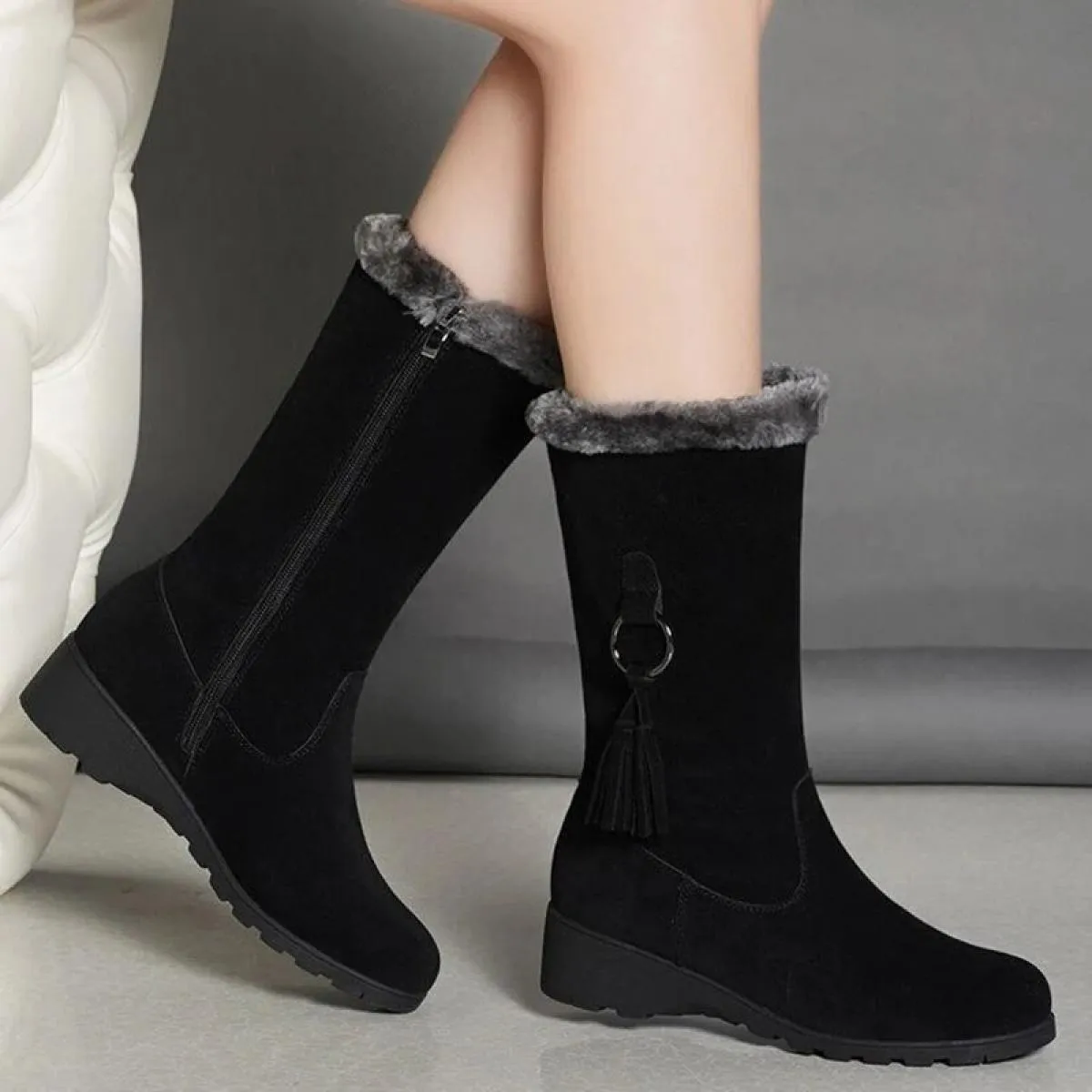 Stivali morbidi Stivali da neve caldi e morbidi da donna Scarpe invernali alte alla coscia antiscivolo
