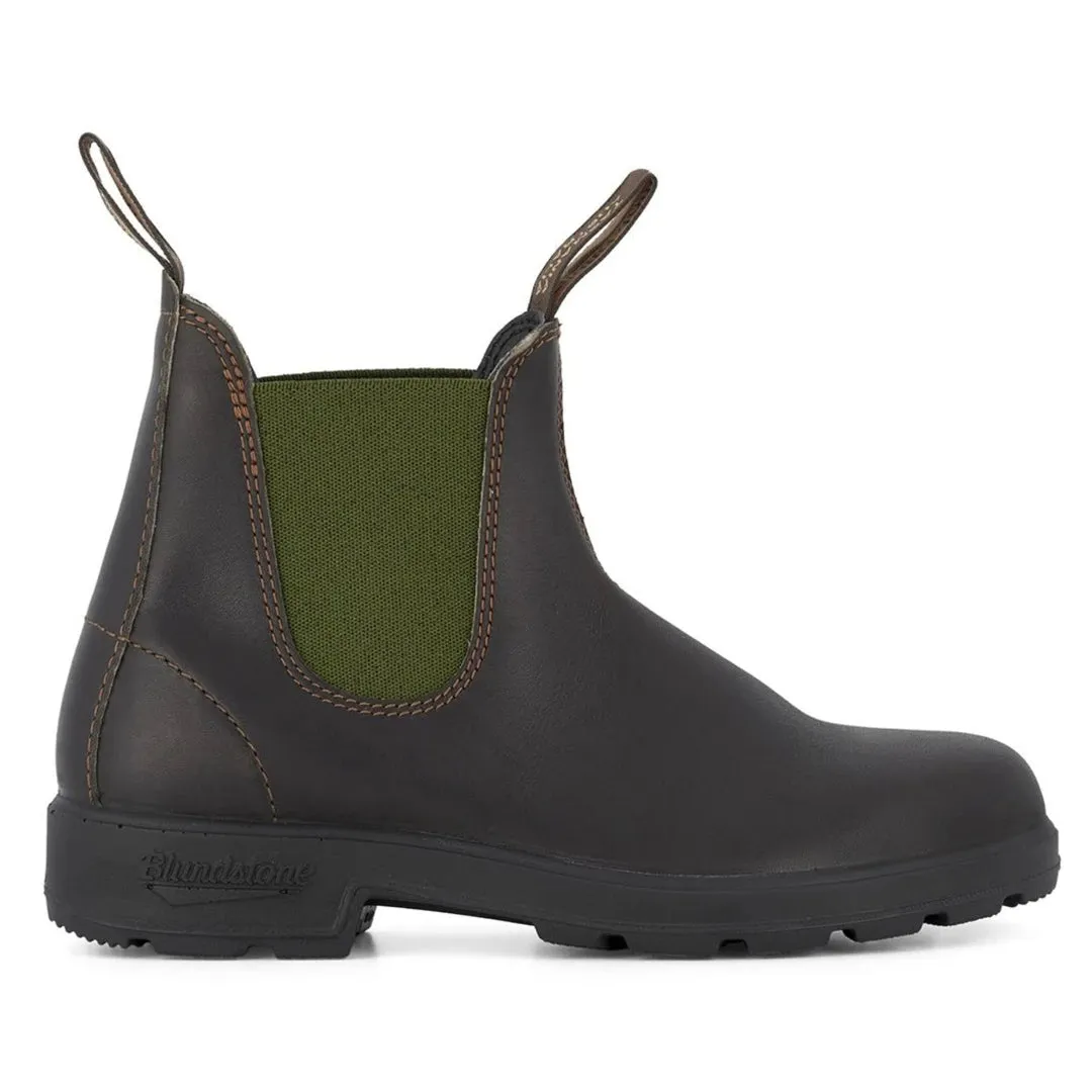Stivali Unisex Blundstone 519 in Vera Pelle Oliva Marrone stile Chelsea Classico