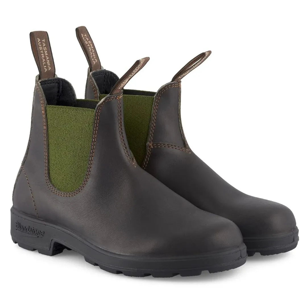 Stivali Unisex Blundstone 519 in Vera Pelle Oliva Marrone stile Chelsea Classico