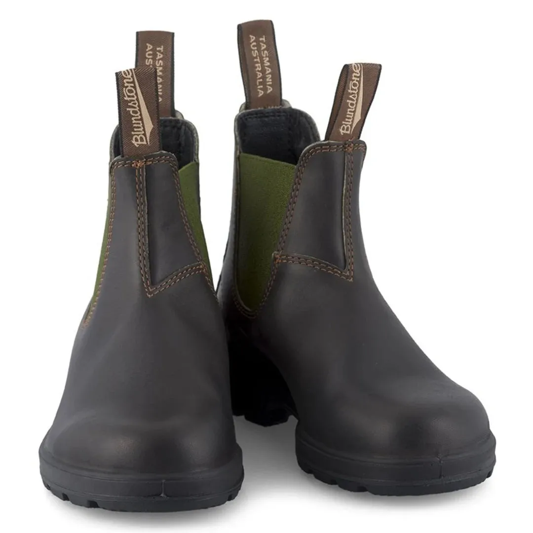 Stivali Unisex Blundstone 519 in Vera Pelle Oliva Marrone stile Chelsea Classico