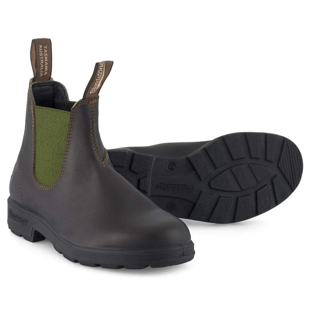 Stivali Unisex Blundstone 519 in Vera Pelle Oliva Marrone stile Chelsea Classico