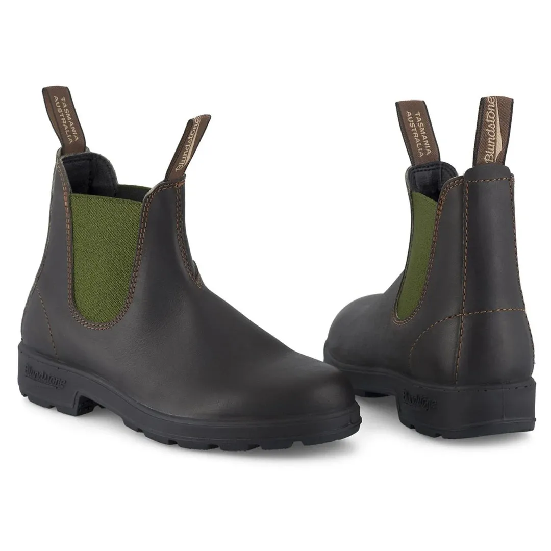 Stivali Unisex Blundstone 519 in Vera Pelle Oliva Marrone stile Chelsea Classico