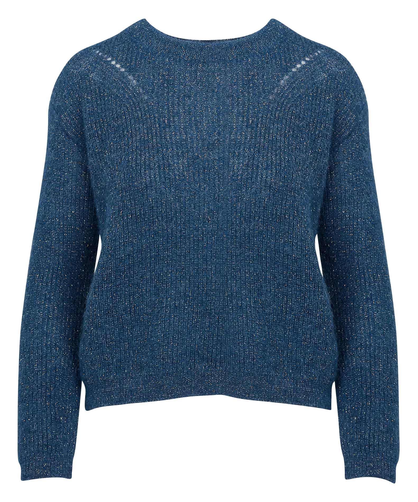  SUD EXPRESS   MONCOEUROX - Maglione ampio scollo tondo in maglia metallizzata | Blu