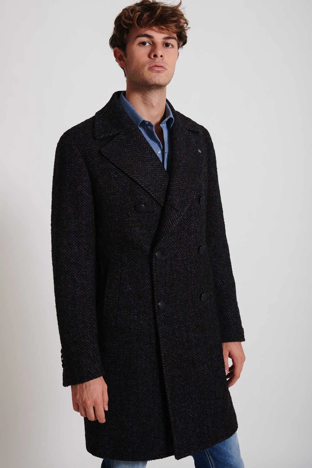 TAGLIATORE Cappotto doppio petto in tessuto spinato