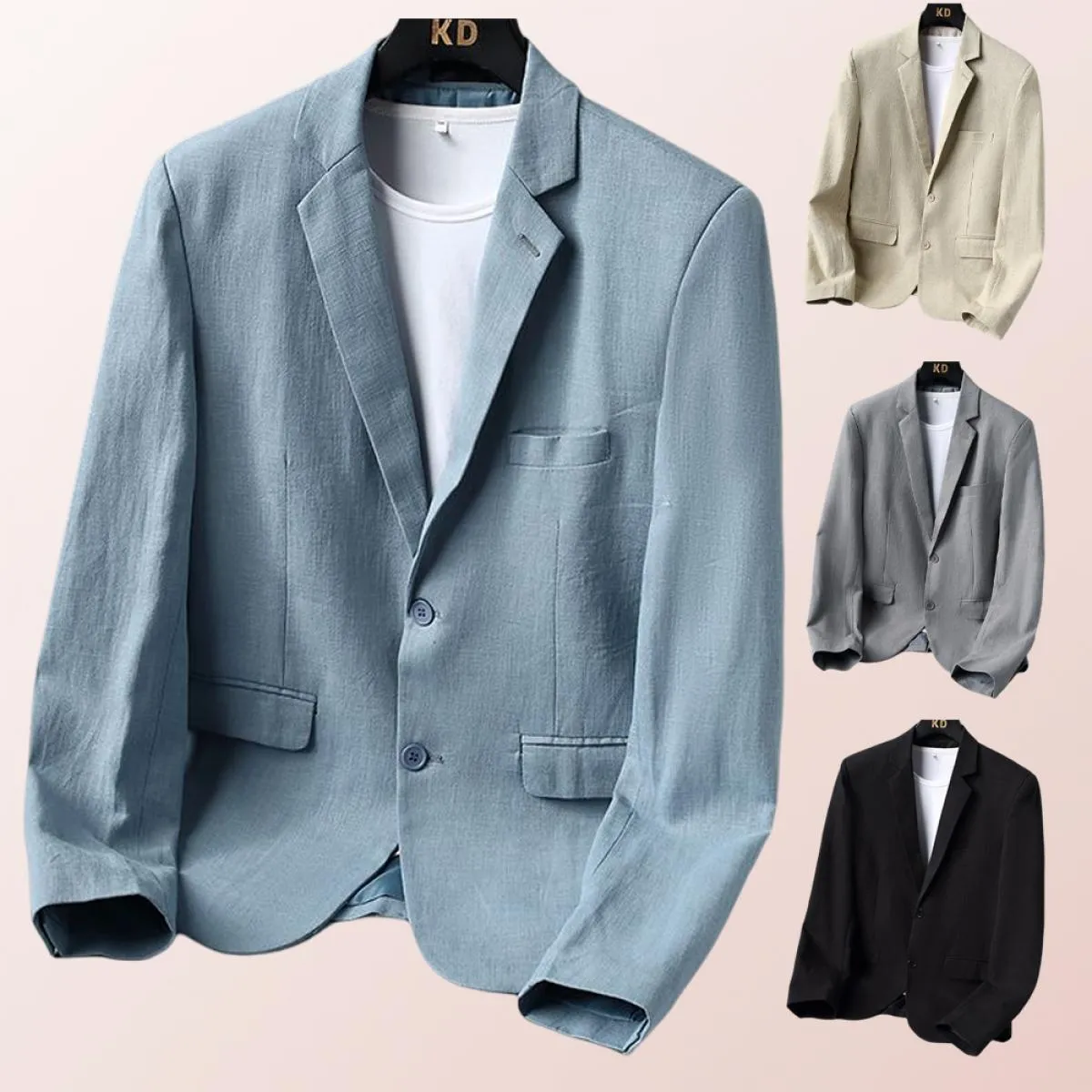 Taglie forti M 6xl, blazer casual in lino da uomo, giacca da abito slim fit, adatta per la primavera e l'autunno, fodera in poli