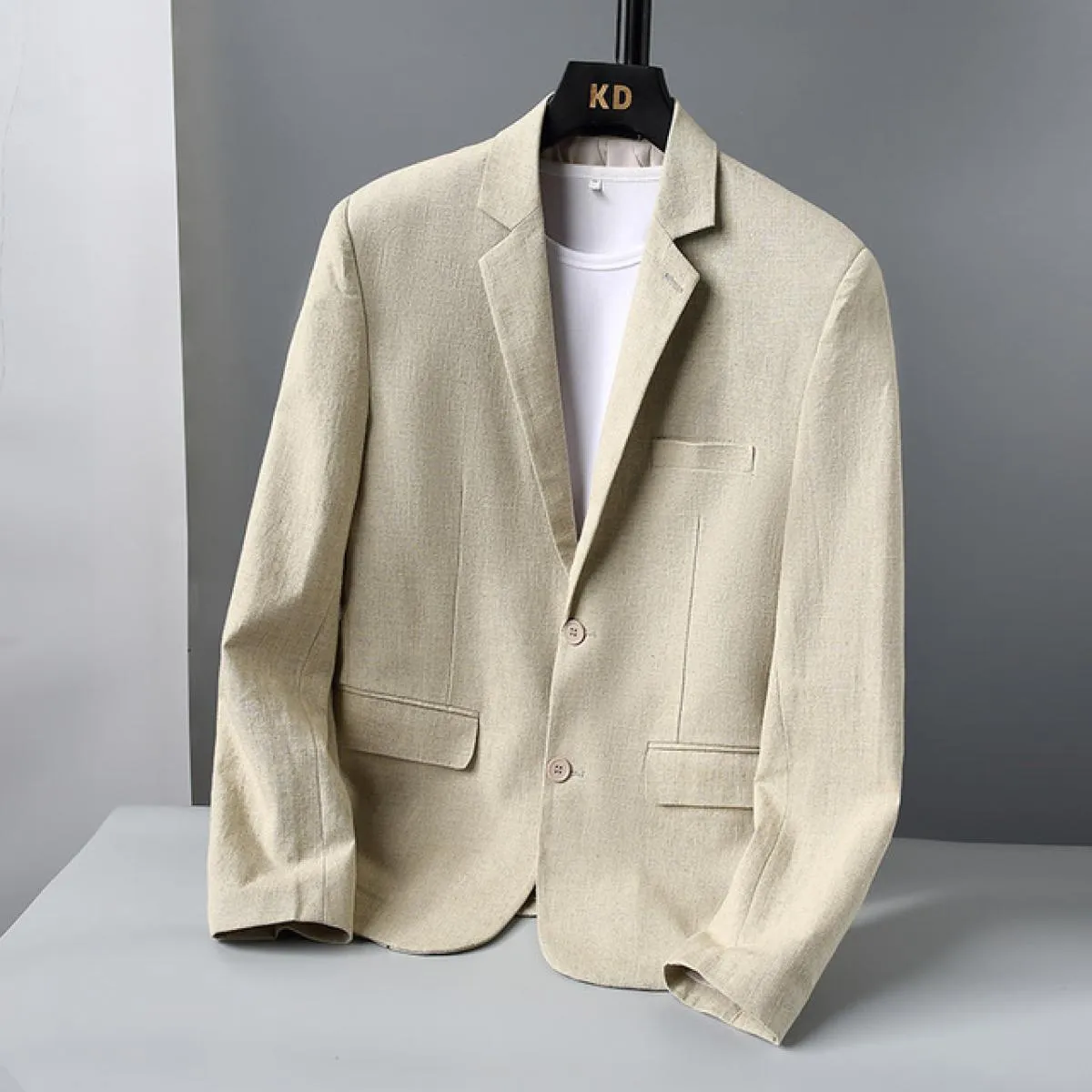 Taglie forti M 6xl, blazer casual in lino da uomo, giacca da abito slim fit, adatta per la primavera e l'autunno, fodera in poli