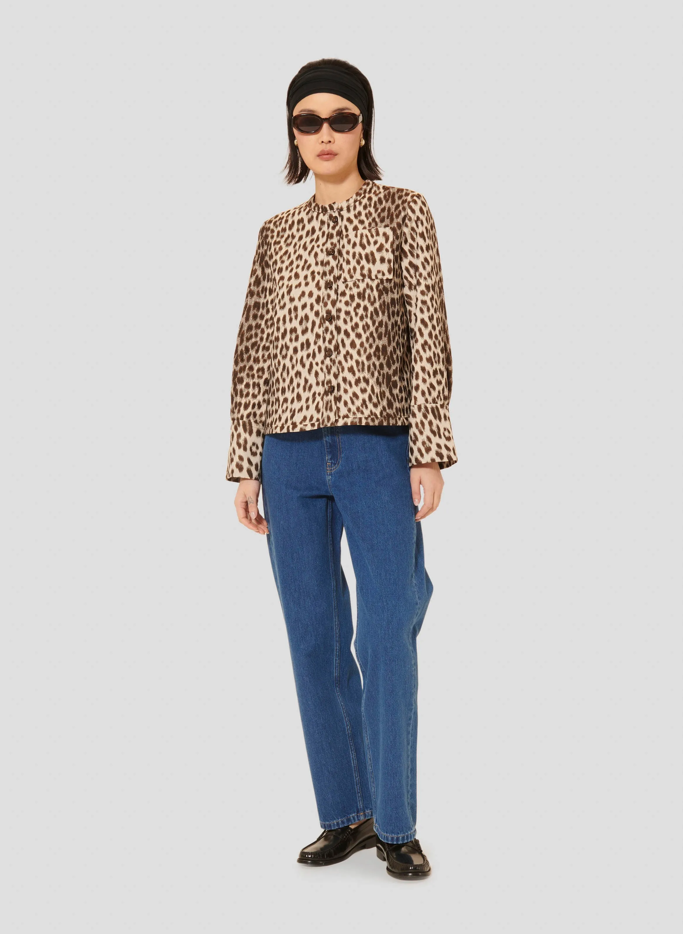  TARA JARMON   COCO - Camicia collo rotondo stampa leopardo | Marrone