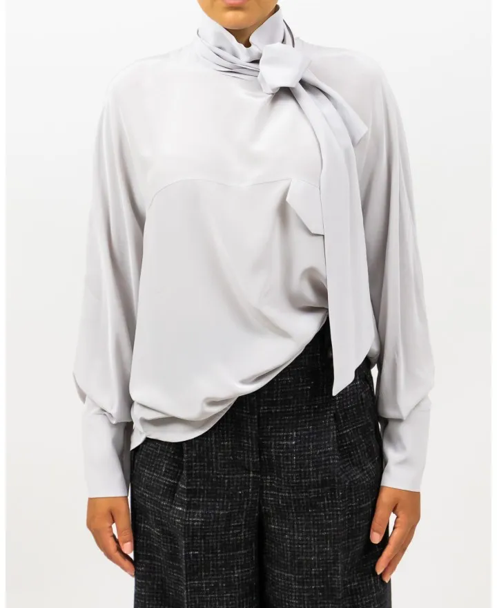 Tela - Camicia Castagna con Fiocco Ghiaccio Donna