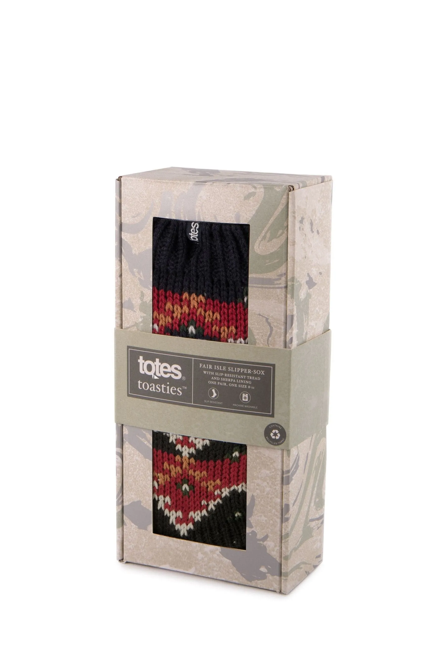 Totes Mens Fairisle Pattern Slipper Socks    