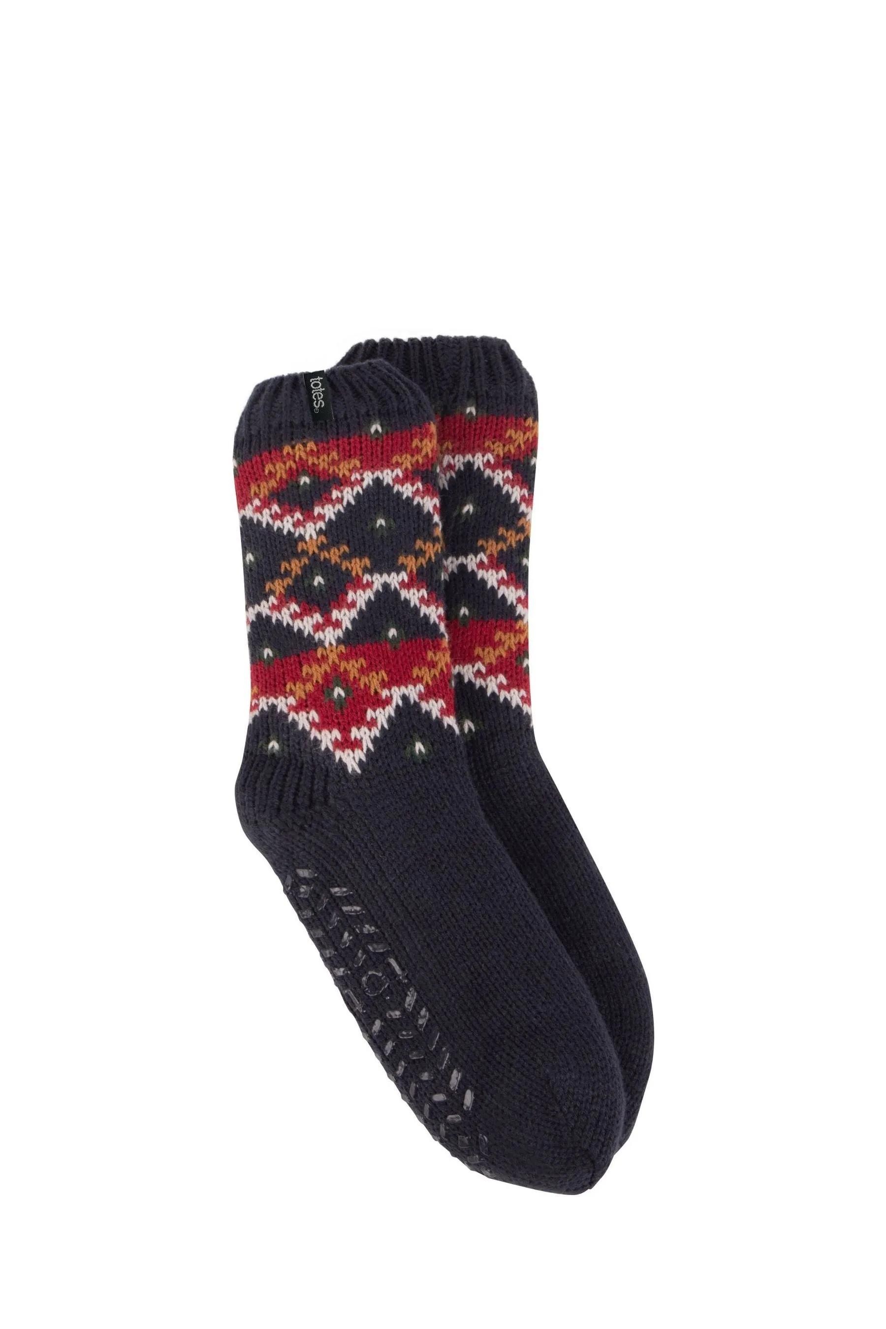 Totes Mens Fairisle Pattern Slipper Socks    