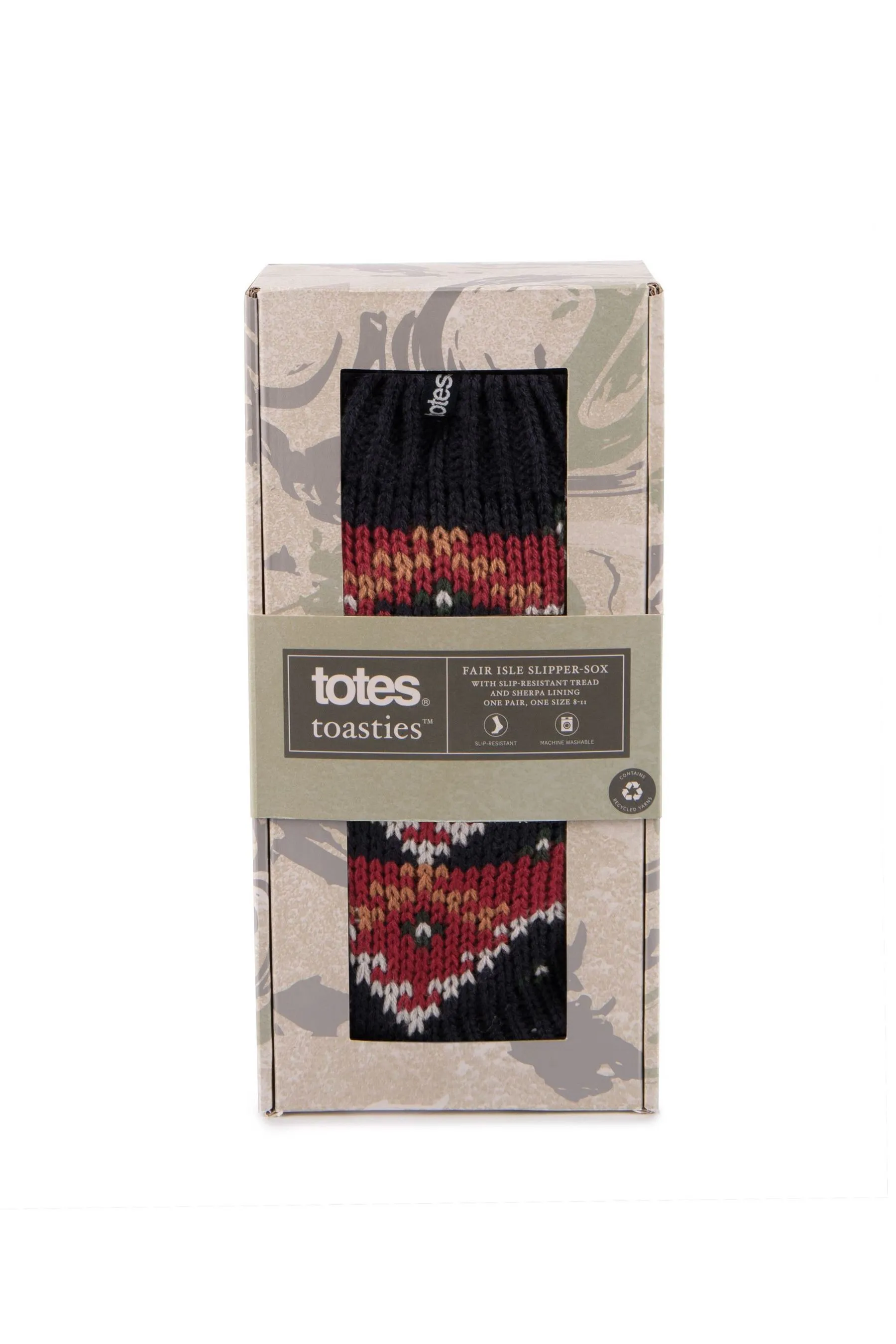 Totes Mens Fairisle Pattern Slipper Socks    