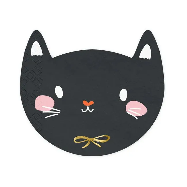 Tovaglioli gatto nero 15 x 13 cm - PartyDeco - 20 pz.