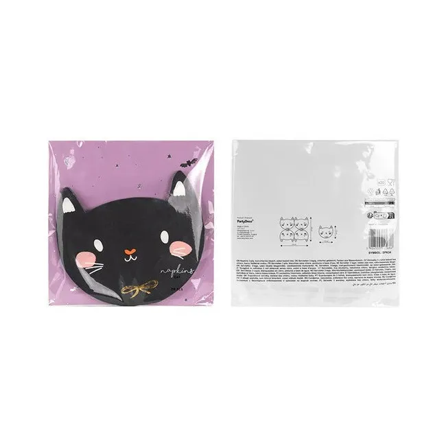 Tovaglioli gatto nero 15 x 13 cm - PartyDeco - 20 pz.