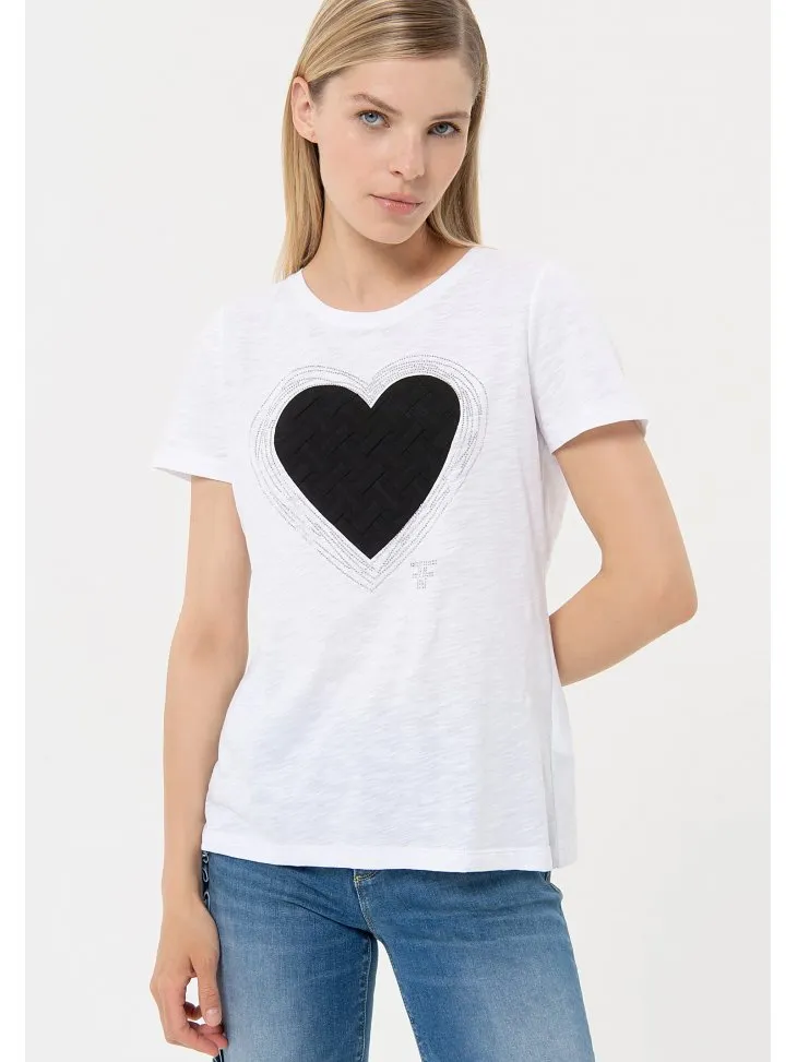 TSHIRT JERSEY FIAMMATO CUORE NERO