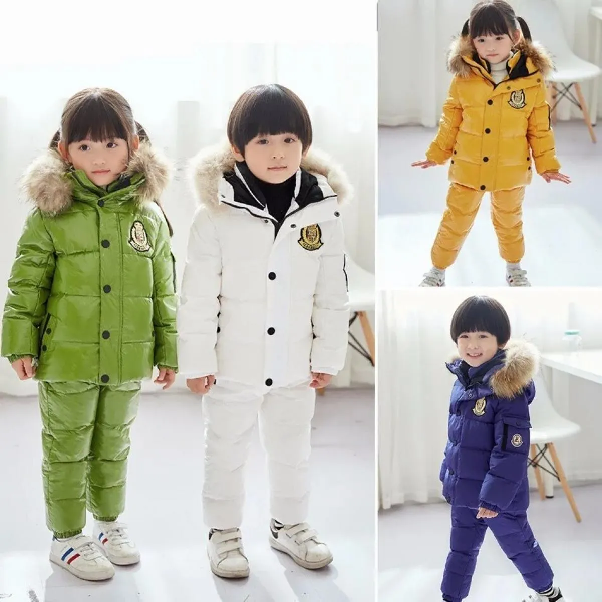 Tuta da sci invernale da 30 gradi Abbigliamento per bambini Ragazzi Ragazze Tuta sportiva Bambini Abbigliamento da neve Giacche