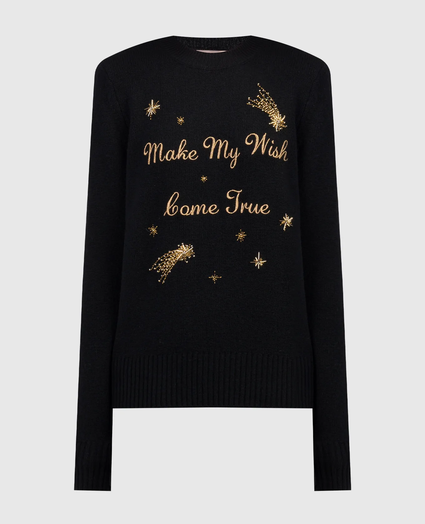 Twinset Maglia nera in lana e cashmere con ricami 232TT3400