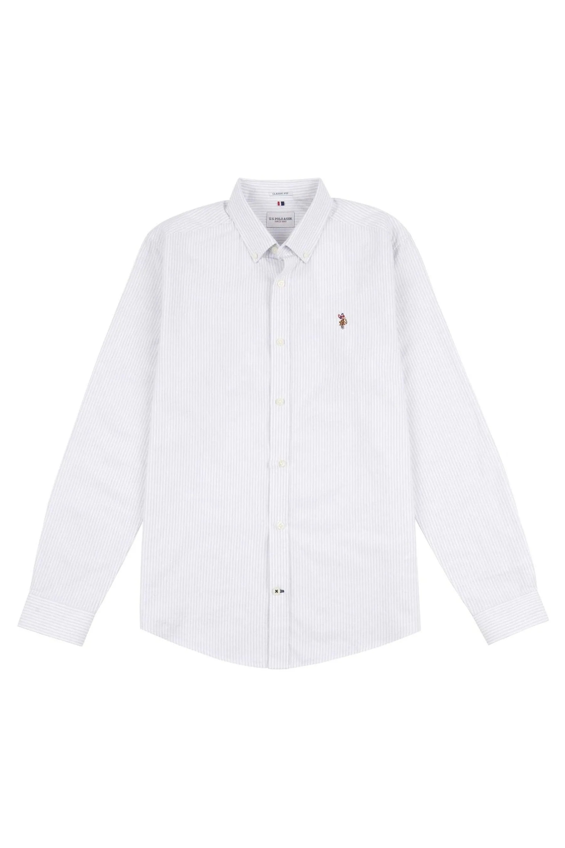 U.S. Polo Assn. Uomo Bianco - Camicia Oxford A righe