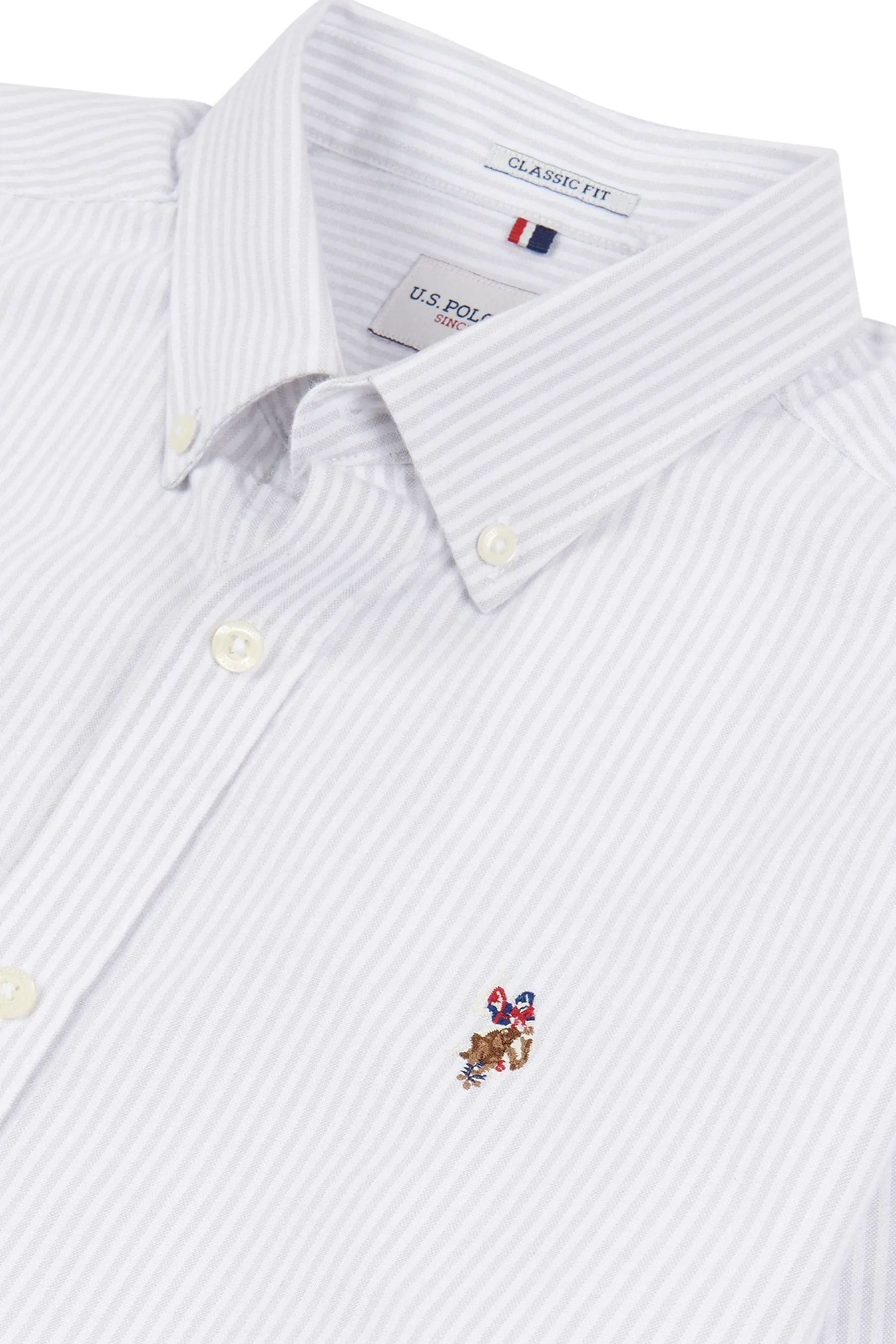 U.S. Polo Assn. Uomo Bianco - Camicia Oxford A righe