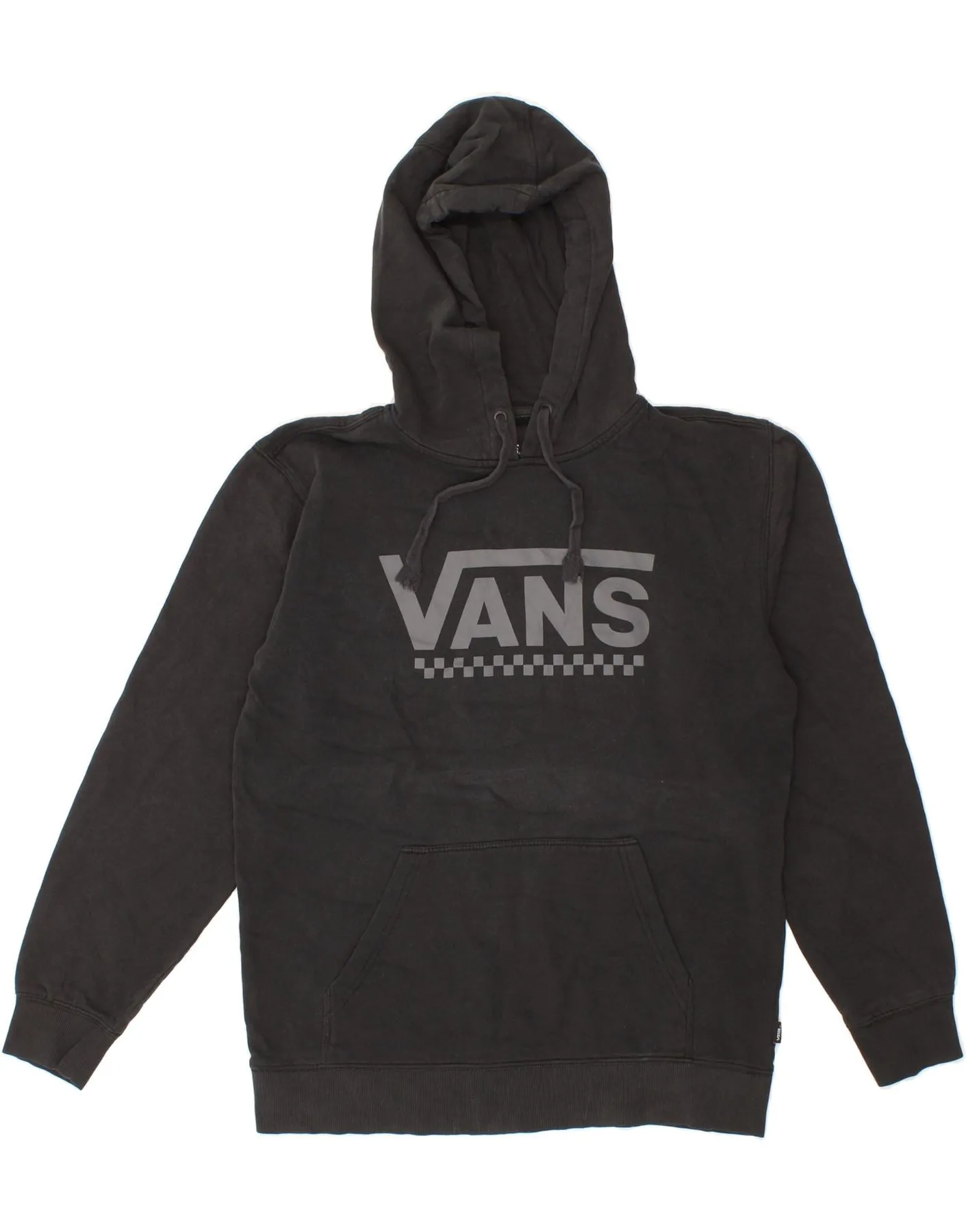VANS Mens Graphic Hoodie Jumper Medium Black Cotton