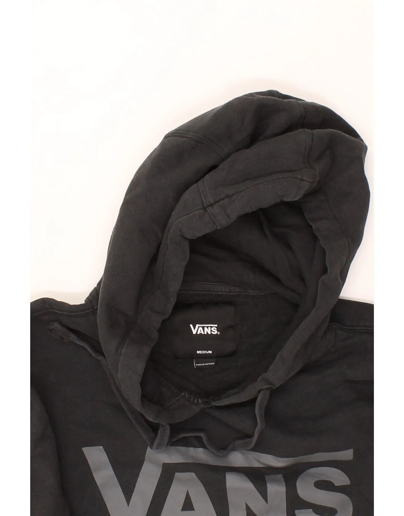 VANS Mens Graphic Hoodie Jumper Medium Black Cotton
