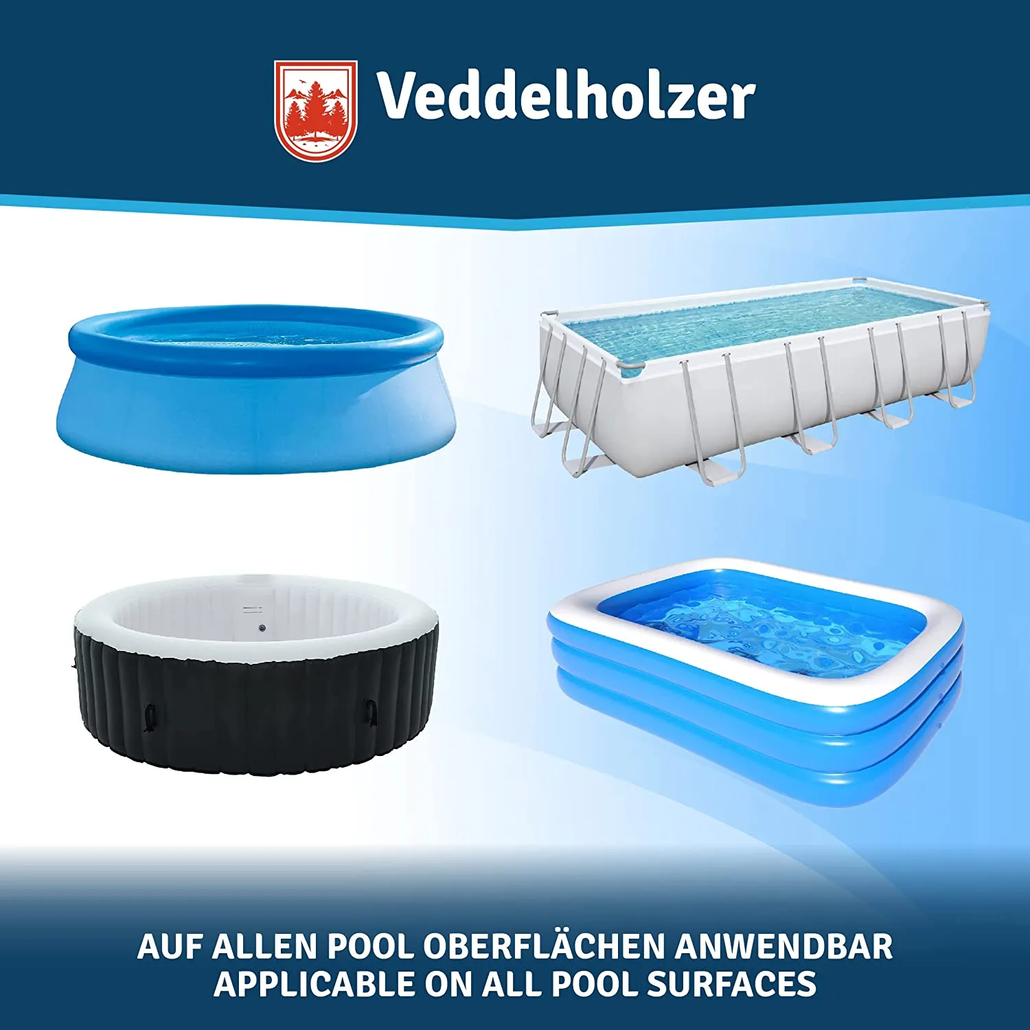 Veddelholzer Set per la riparazione della piscina Nastro impermeabile subacqueo 10 cm x 150 cm Nastro sigillante trasparente, na