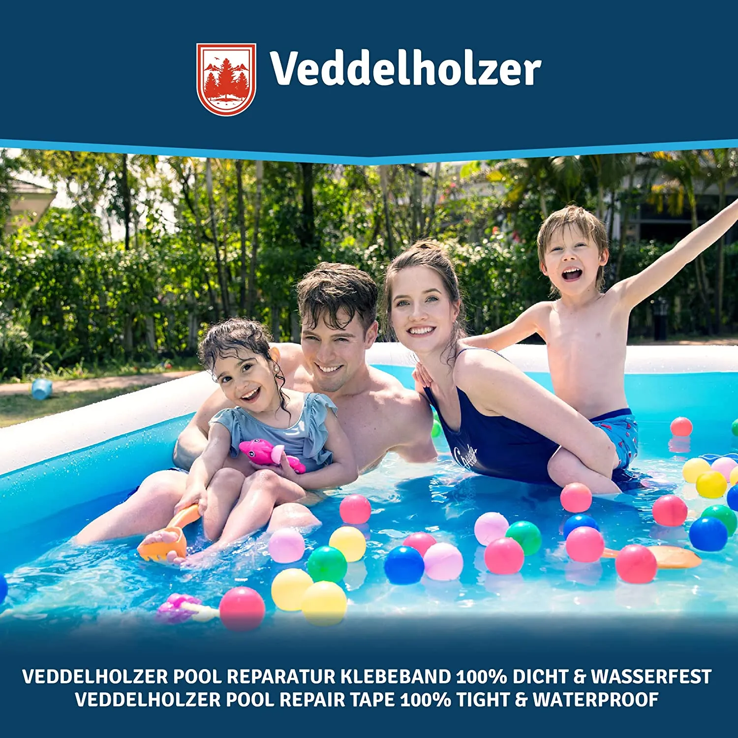 Veddelholzer Set per la riparazione della piscina Nastro impermeabile subacqueo 10 cm x 150 cm Nastro sigillante trasparente, na