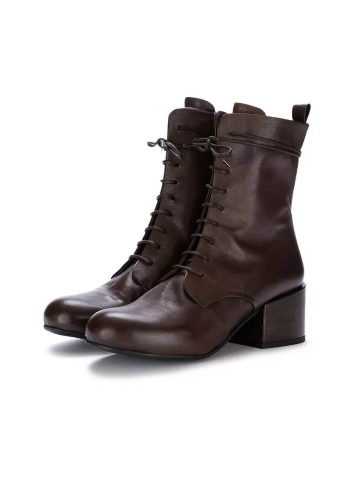 VICOLO 8 | STIVALETTI CON TACCO LACCI PELLE MARRONE