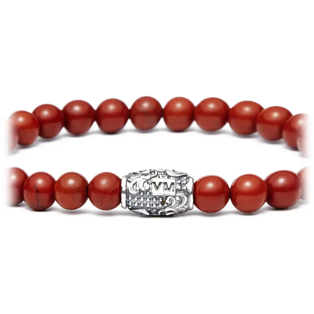 Viola Milano - Bracciale con Pietre Preziose Naturali da 6 mm - Sangue - Handmade in Italy - Luxury Exclusive Collection