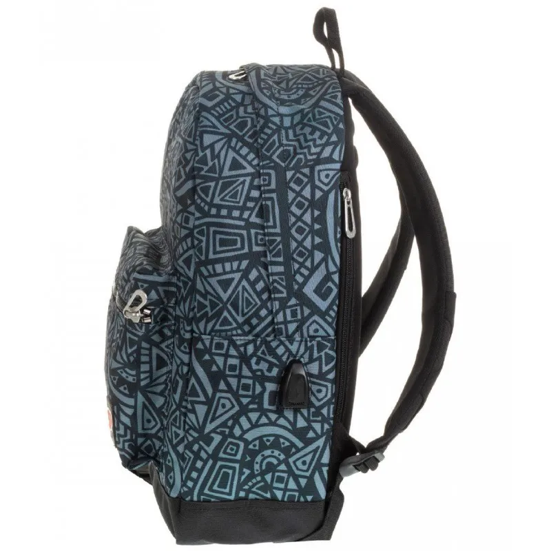 ZAINO SCUOLA SEVEN PROGIRL BACKPACK NERO GRIGIO CON PAWER BANK ZAINO THE DOUBLE PROJET SEVEN ITALY COD.880